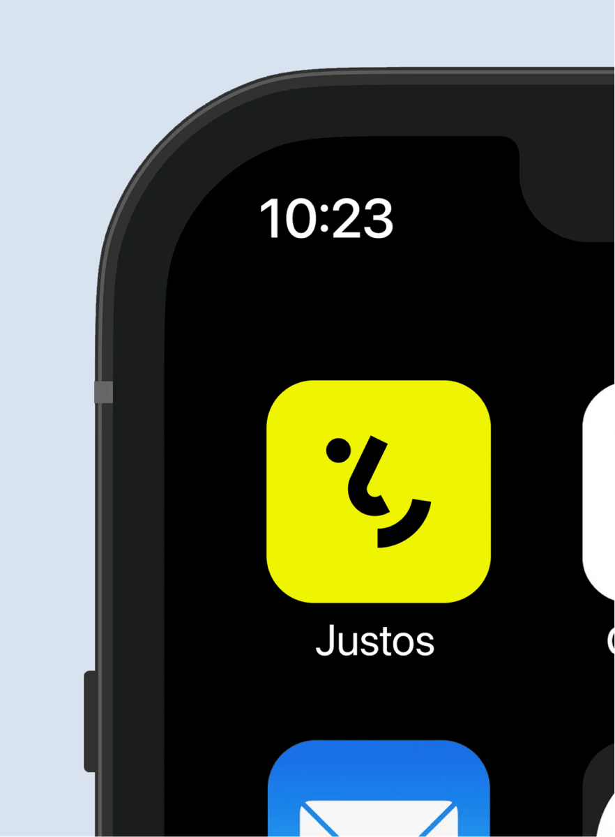 Justos app on the homescreen